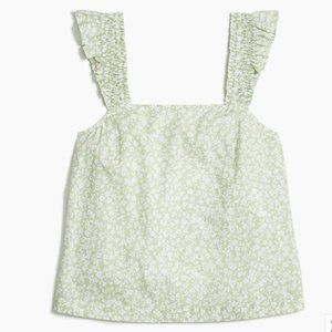 Smocked ruffle-shoulder tank top